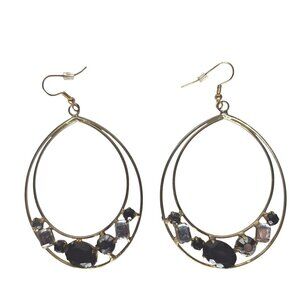 Teardrop Earrings Gold Frame Mixed Stones Boho Dangle